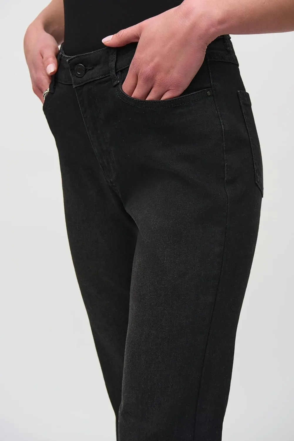 Women's Classic Flared Denim Pants with Rhinestone Detail