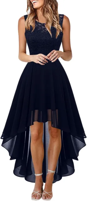 Women's Cocktail Dresses 2025 Trendy Elegant Lace Ruffle Hem Chiffon Dress Wedding Guest Evening Party Bridesmaid Dress