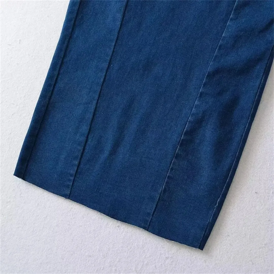 Women's Cowboy Bag Hip Tank Top Skirt Square Collar Zipper Decoration Product Casual Women's Wear
