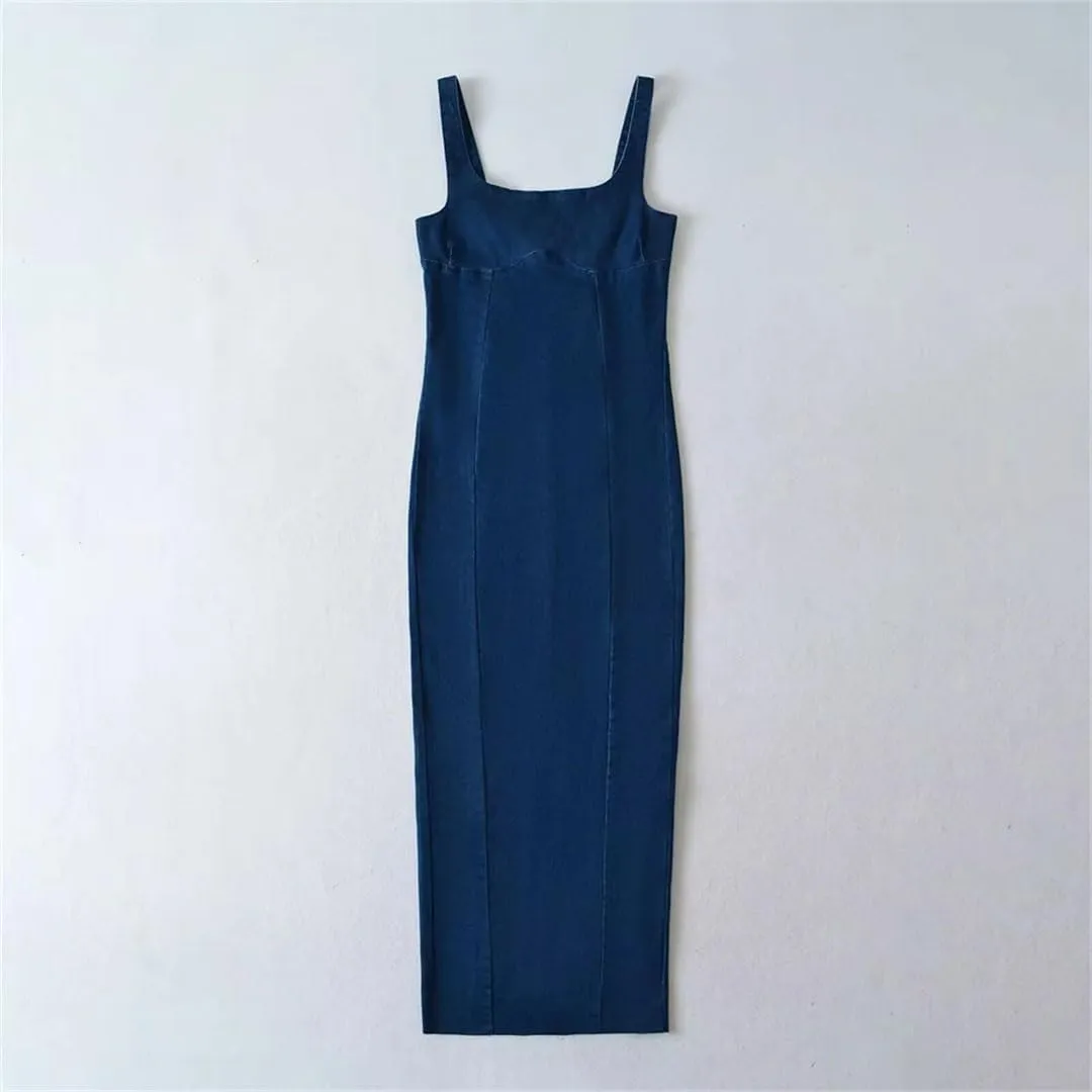 Women's Cowboy Bag Hip Tank Top Skirt Square Collar Zipper Decoration Product Casual Women's Wear