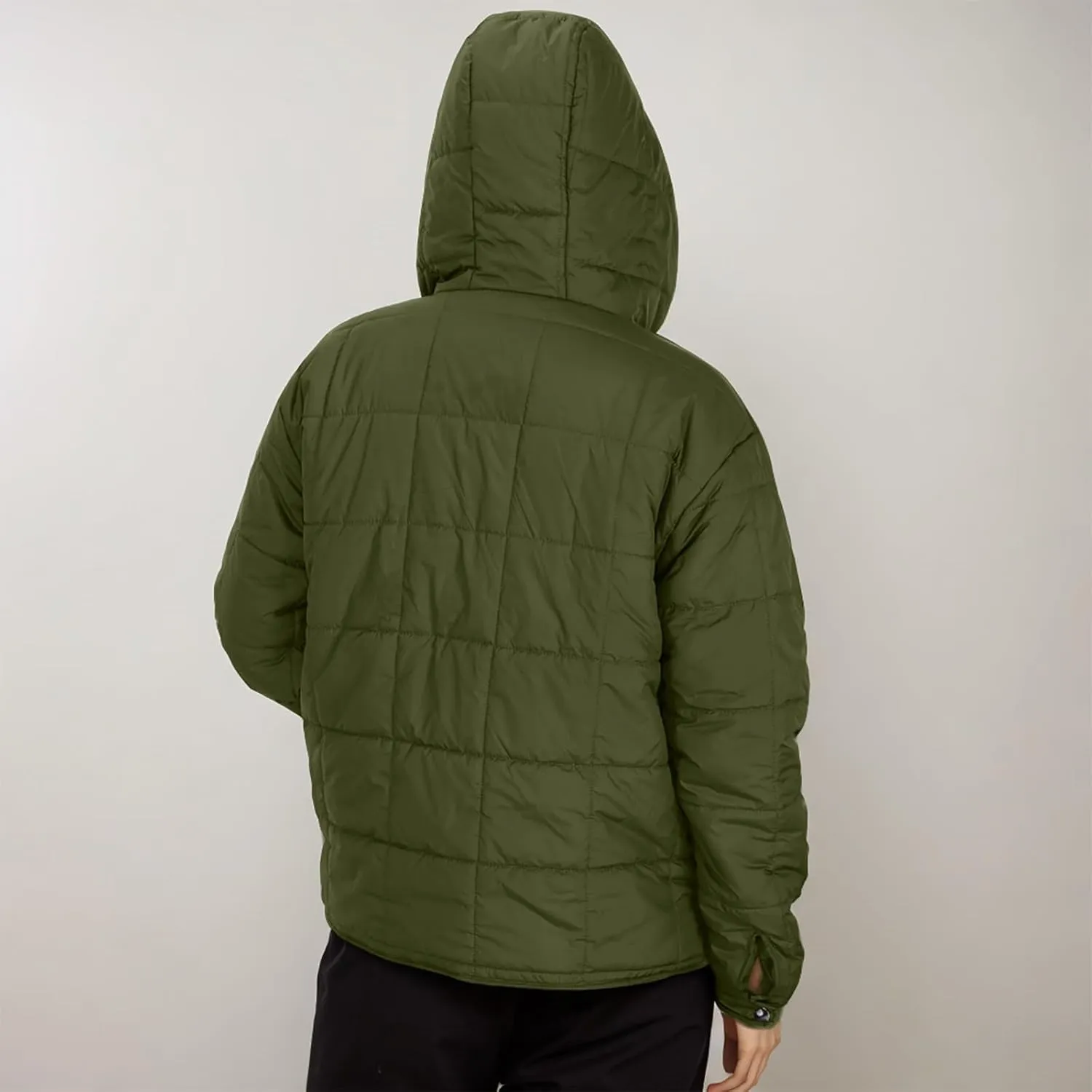 Womens Cropped Winter Coats Long Sleeve Zip Up Puffer Coat Warm Casual Lightweight Winter Jacket with Pockets