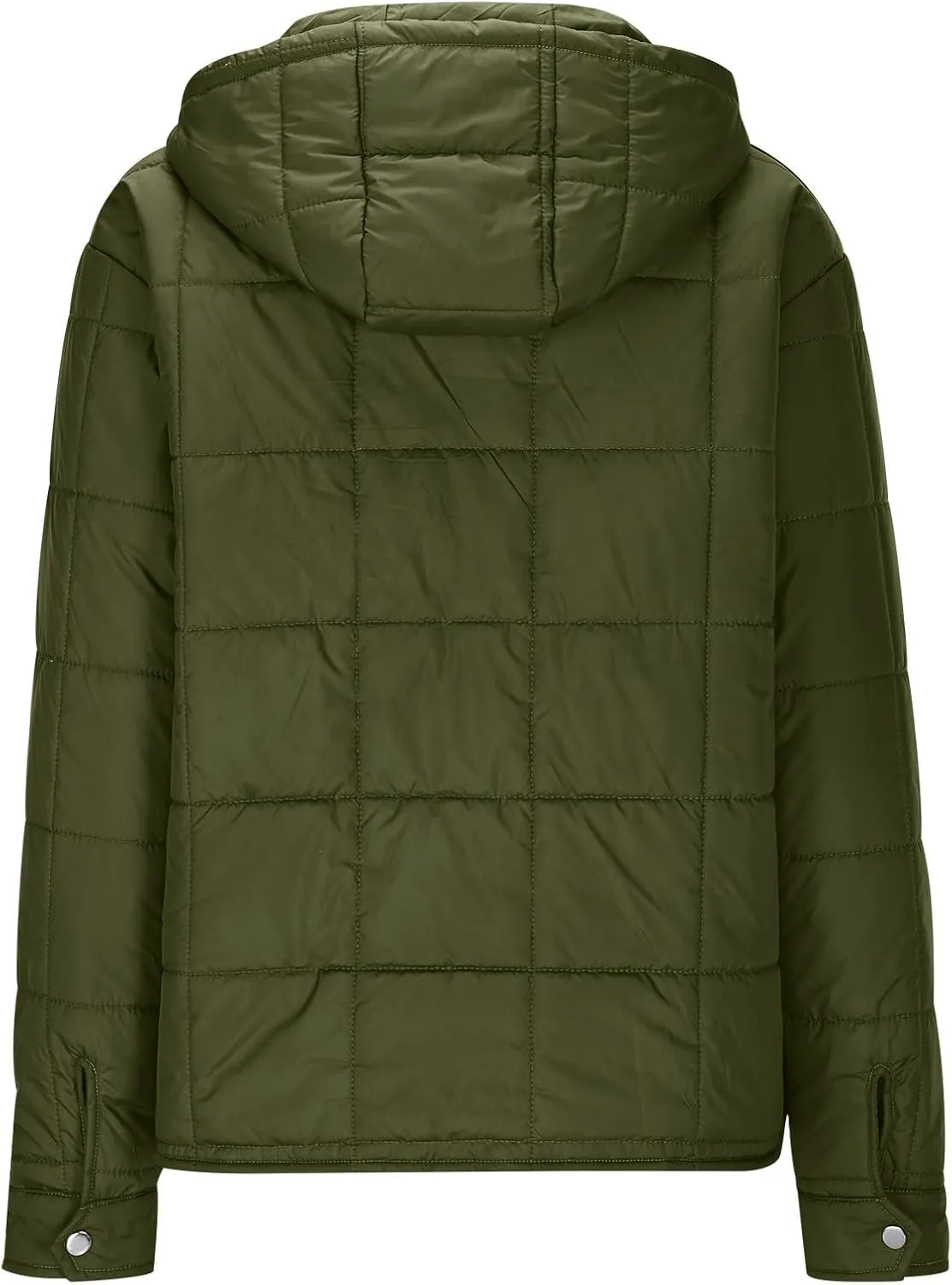 Womens Cropped Winter Coats Long Sleeve Zip Up Puffer Coat Warm Casual Lightweight Winter Jacket with Pockets