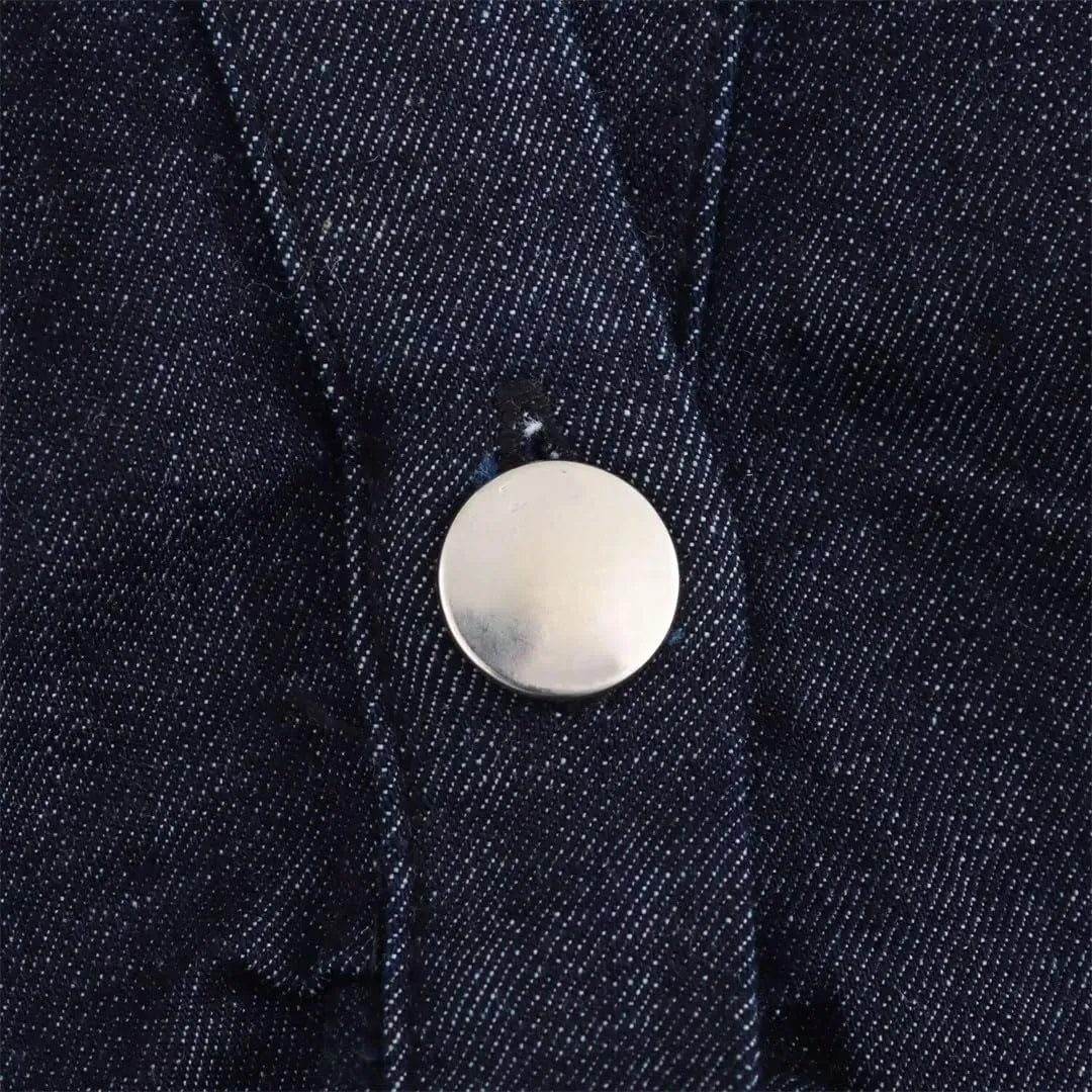 Womens Denim MIDI Dress with Lapel Side Zipper Fashion Wrinkle Waist Slim Elegant Dress