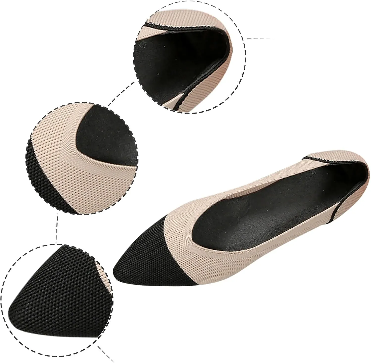 Women's Fashion Pointed Flat Casual Shoes Matching Color Comfortable Temperament Slip On Shoes Formal Attire for Men