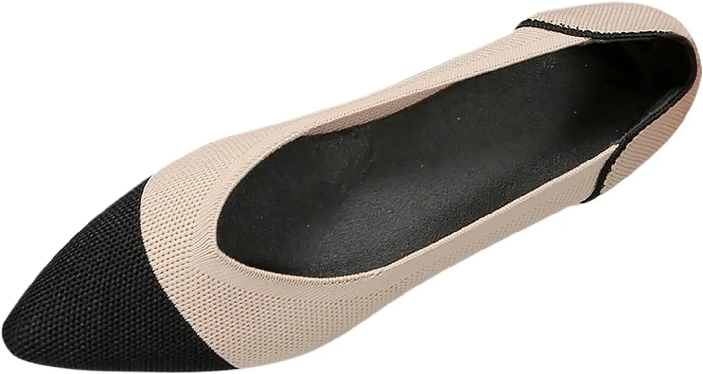 Women's Fashion Pointed Flat Casual Shoes Matching Color Comfortable Temperament Slip On Shoes Formal Attire for Men