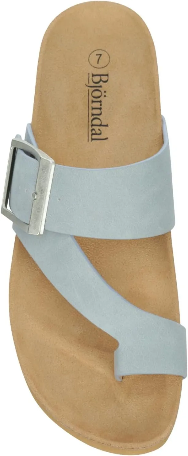 Women's Faux Leather Slip-On Single Band Toe Strap Cork Bed Sandal