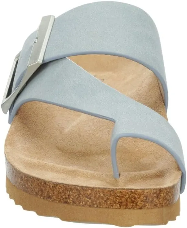 Women's Faux Leather Slip-On Single Band Toe Strap Cork Bed Sandal