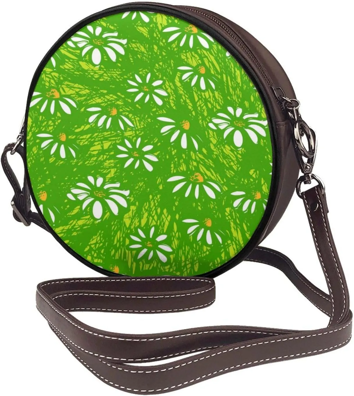 Women's Faux Leather Small Circle Crossbody Purse Shoulder Bag Handbag Sling Bag for Women