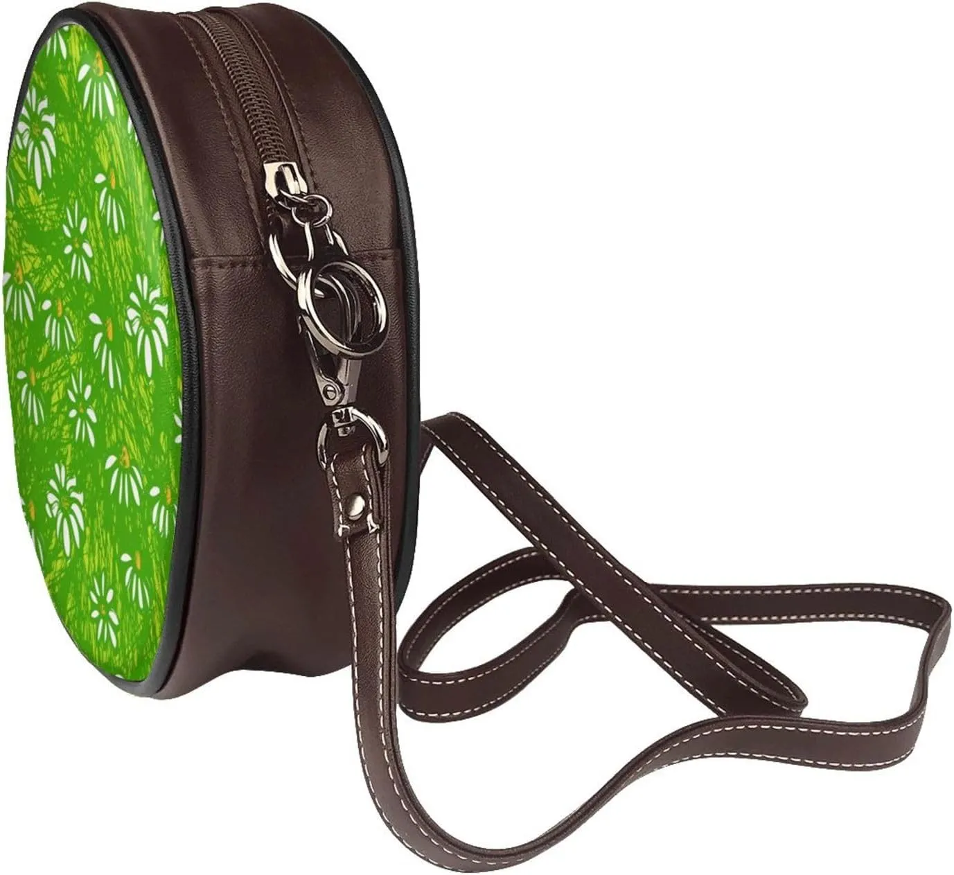 Women's Faux Leather Small Circle Crossbody Purse Shoulder Bag Handbag Sling Bag for Women