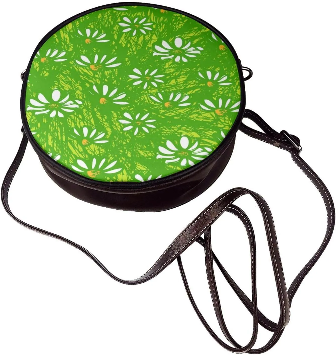 Women's Faux Leather Small Circle Crossbody Purse Shoulder Bag Handbag Sling Bag for Women