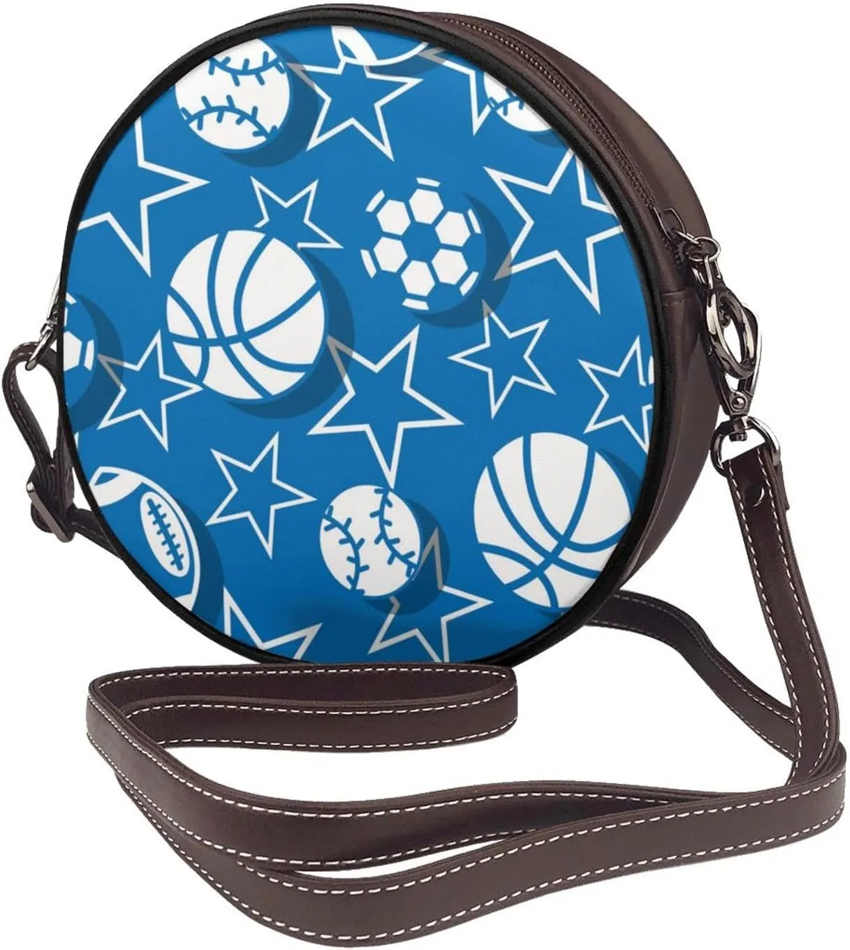 Women's Faux Leather Small Circle Crossbody Purse Shoulder Bag Handbag Sling Bag for Women