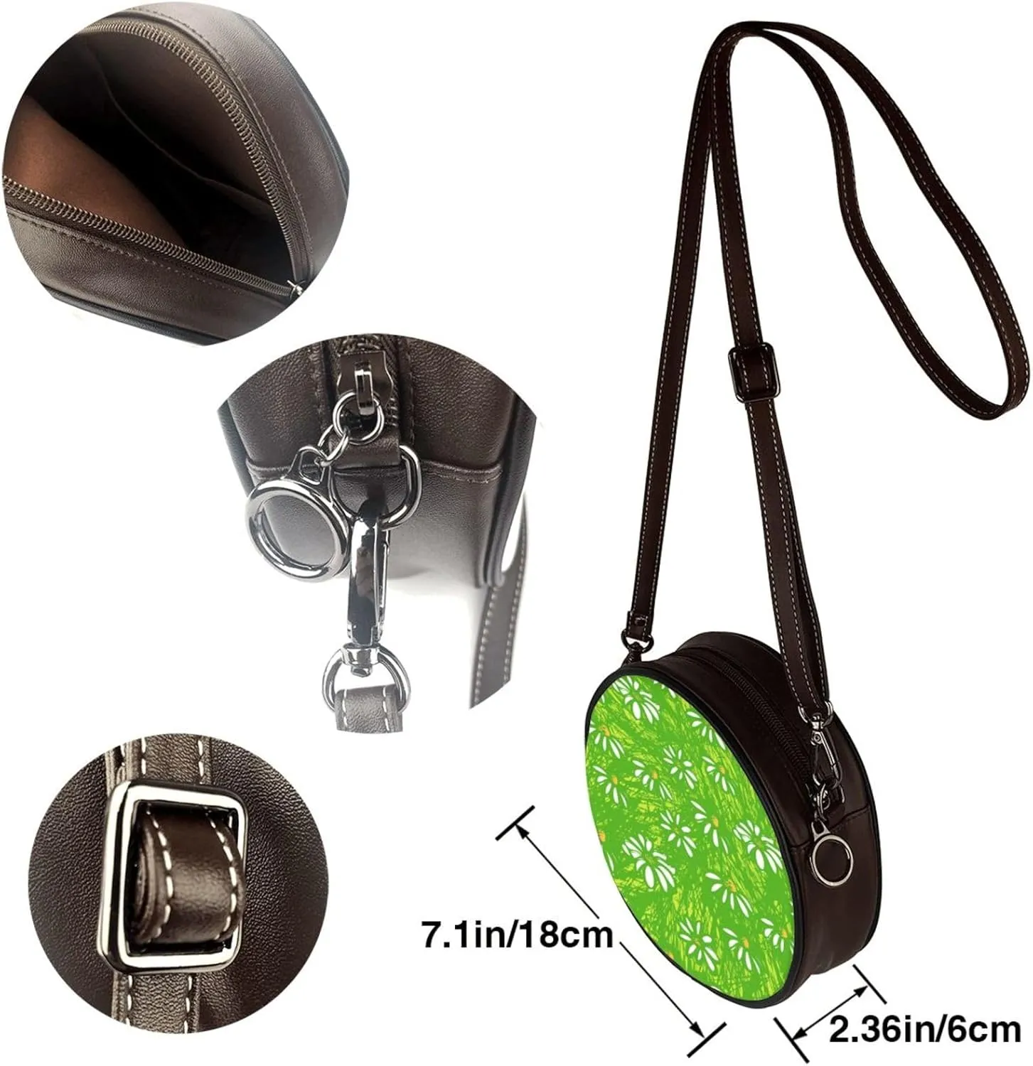Women's Faux Leather Small Circle Crossbody Purse Shoulder Bag Handbag Sling Bag for Women