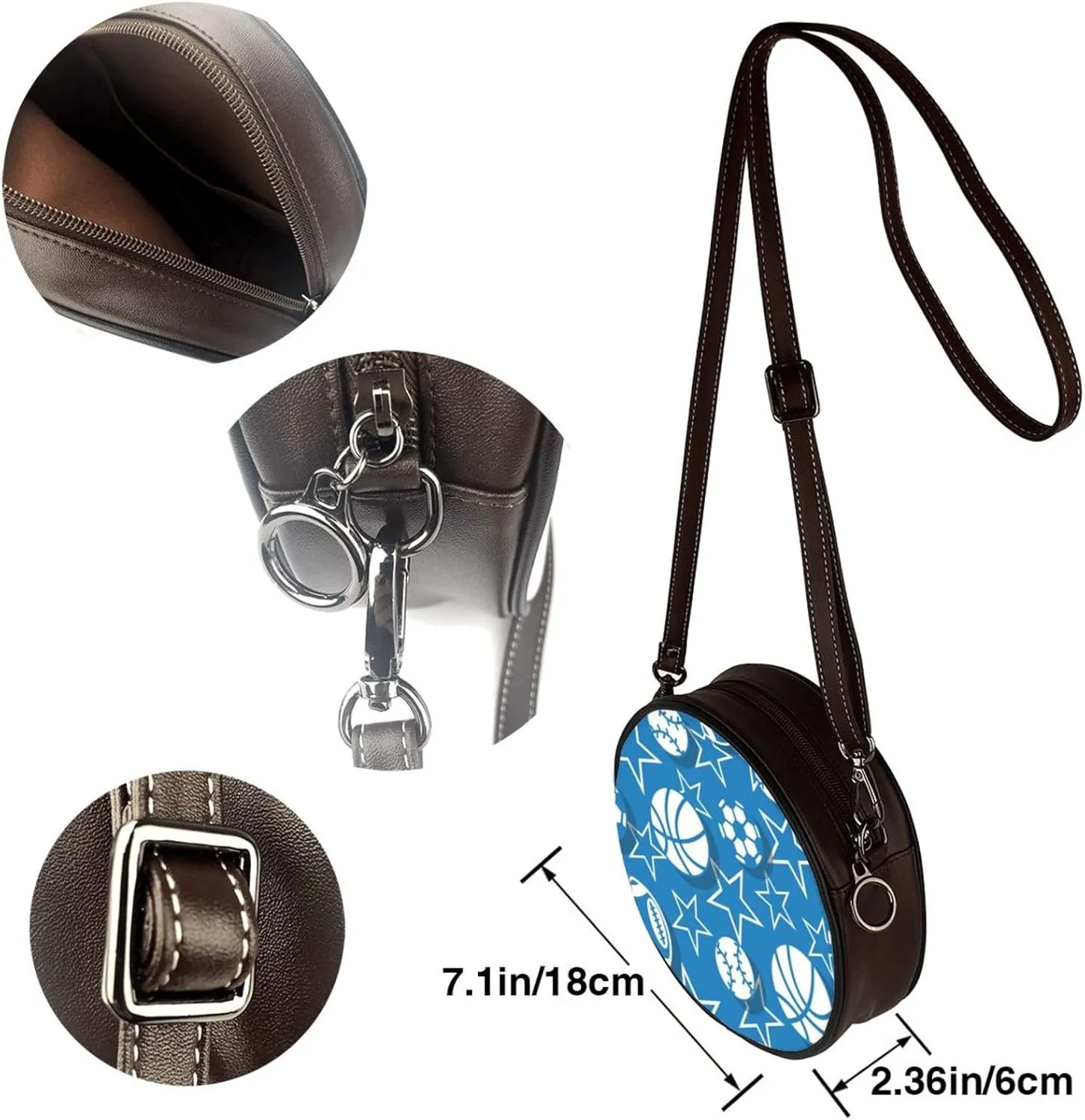 Women's Faux Leather Small Circle Crossbody Purse Shoulder Bag Handbag Sling Bag for Women