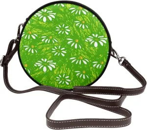 Women's Faux Leather Small Circle Crossbody Purse Shoulder Bag Handbag Sling Bag for Women