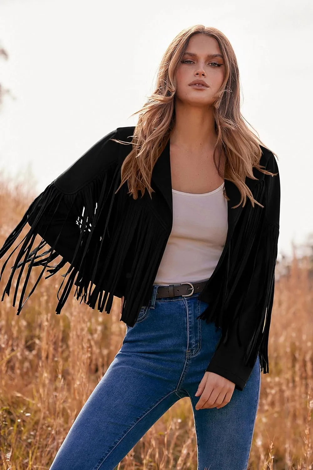 Women'S Fringe Faux Suede Leather Jackets