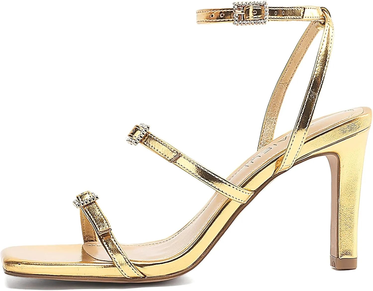 Women's Heeled Sandals Strappy Heels for Women Square Toe Prom Shoes Stiletto Heels Dressy for Party Wedding