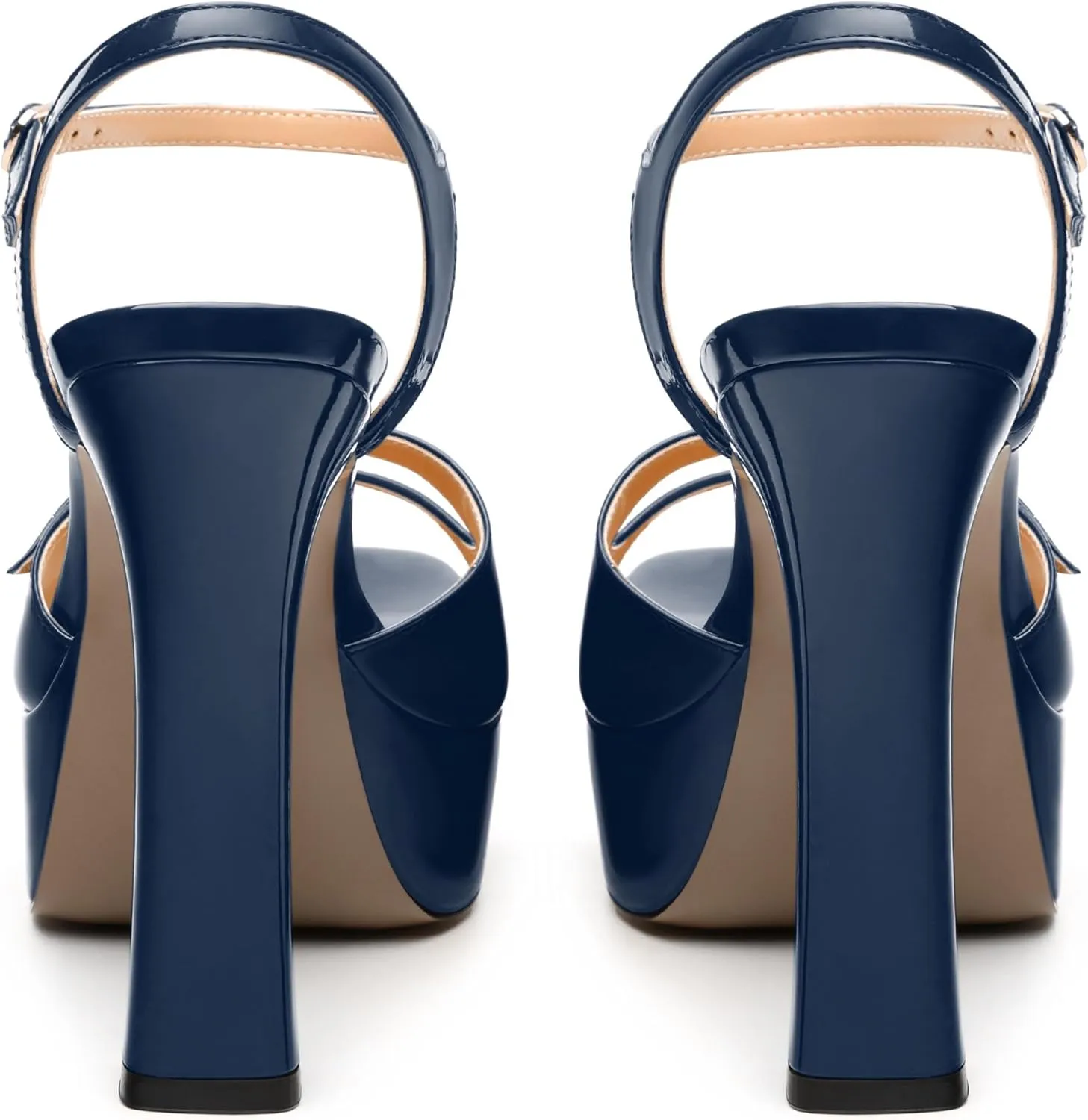 Women's High Heel Platform Sandals - Open Square Toe, Adjustable Buckle Ankle Strap, Versatile Party/Wedding/Daily Shoes