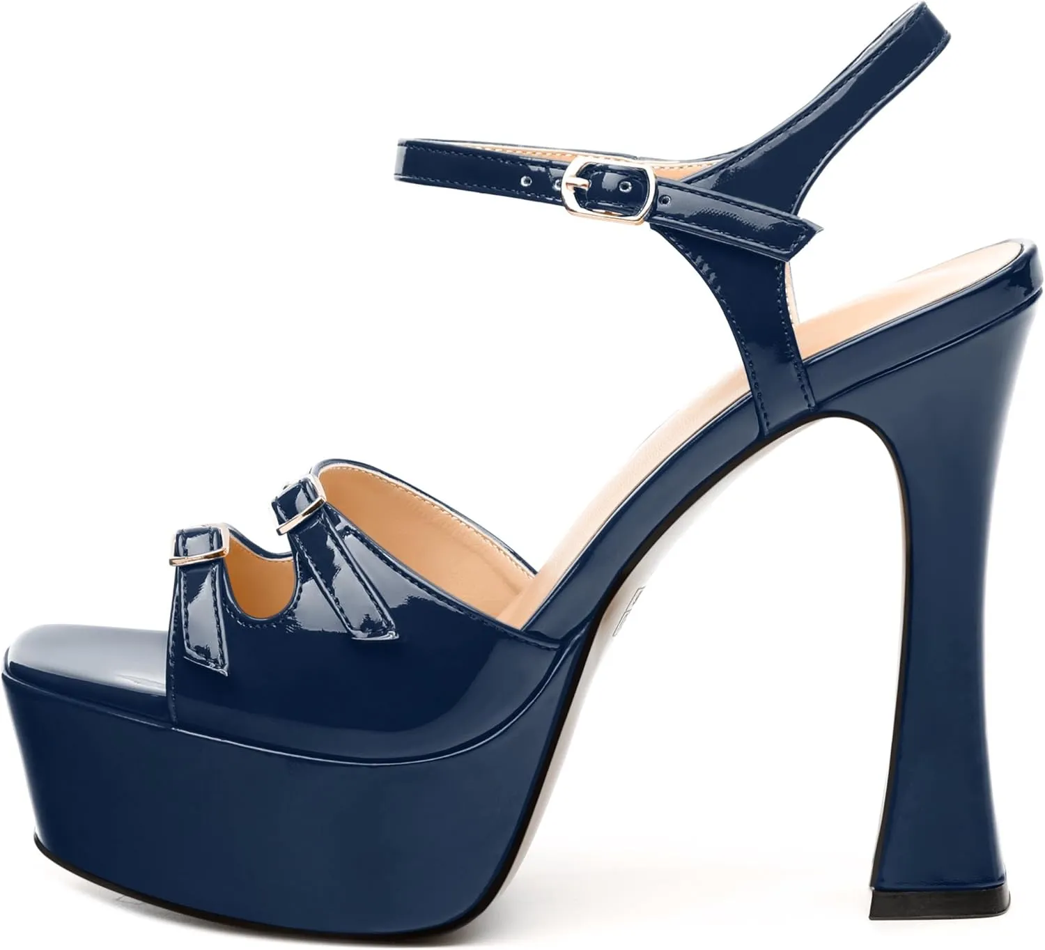 Women's High Heel Platform Sandals - Open Square Toe, Adjustable Buckle Ankle Strap, Versatile Party/Wedding/Daily Shoes