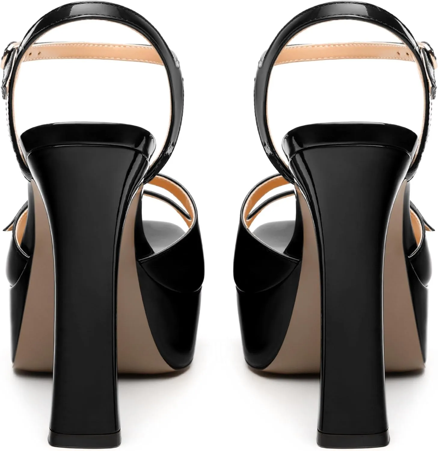 Women's High Heel Platform Sandals - Open Square Toe, Adjustable Buckle Ankle Strap, Versatile Party/Wedding/Daily Shoes