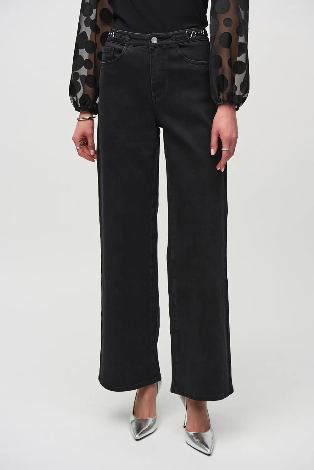 Women's High-Rise Wide-Leg Denim Pants