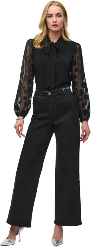 Women's High-Rise Wide-Leg Denim Pants