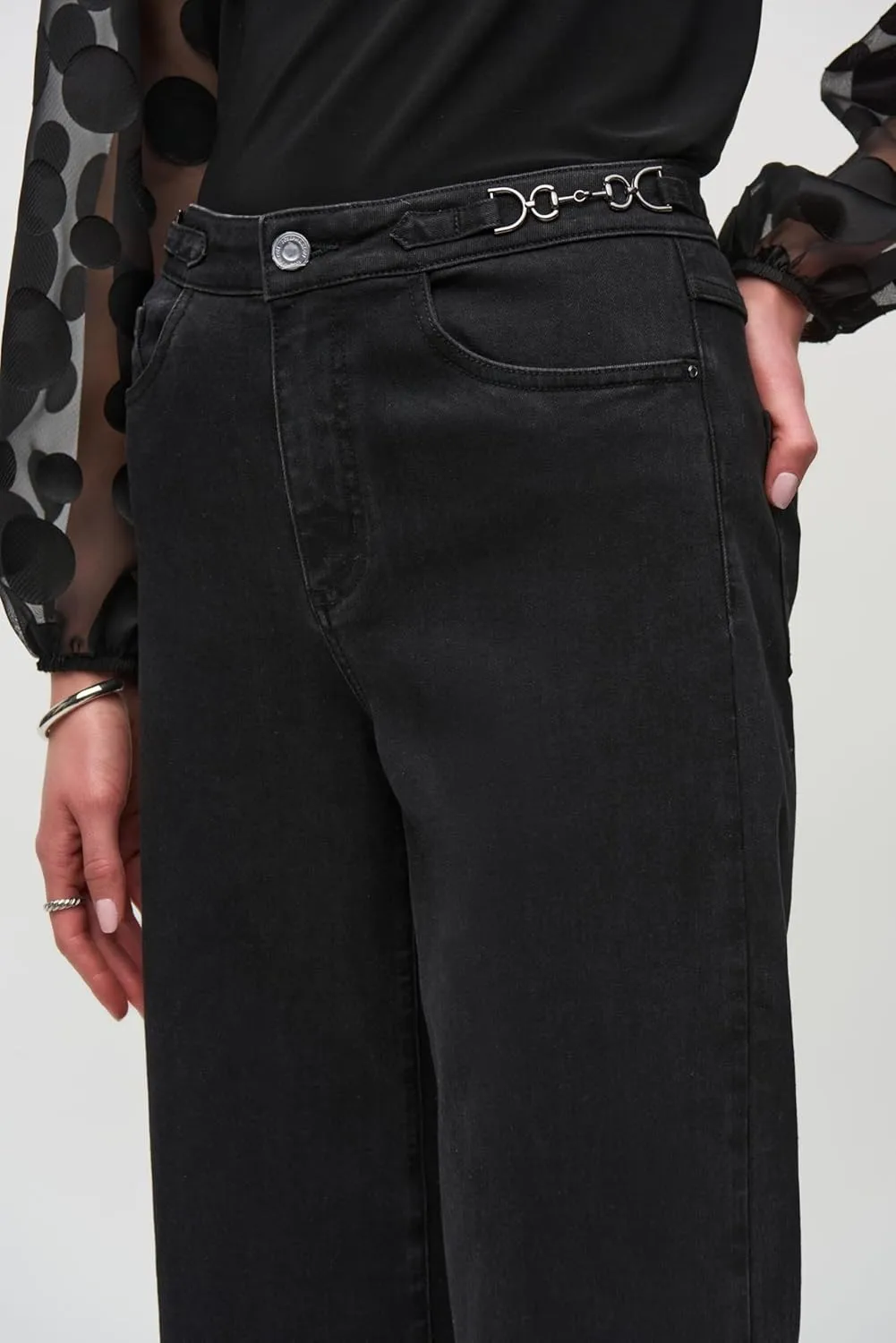 Women's High-Rise Wide-Leg Denim Pants