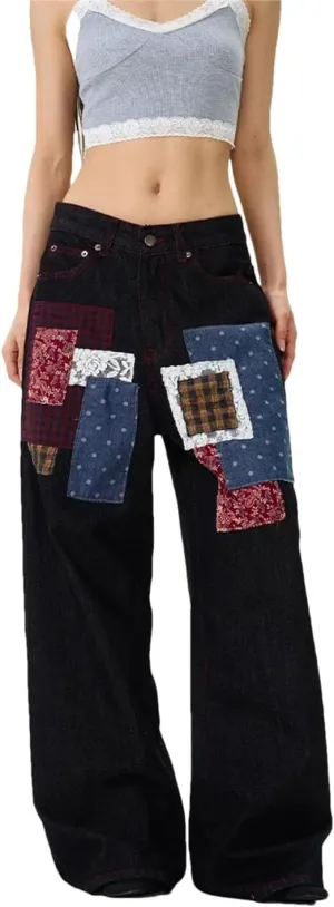 Women's Jeans Y2K Baggy Trouser Harajuku Streetwear Academy Wide Leg Jeans Pants