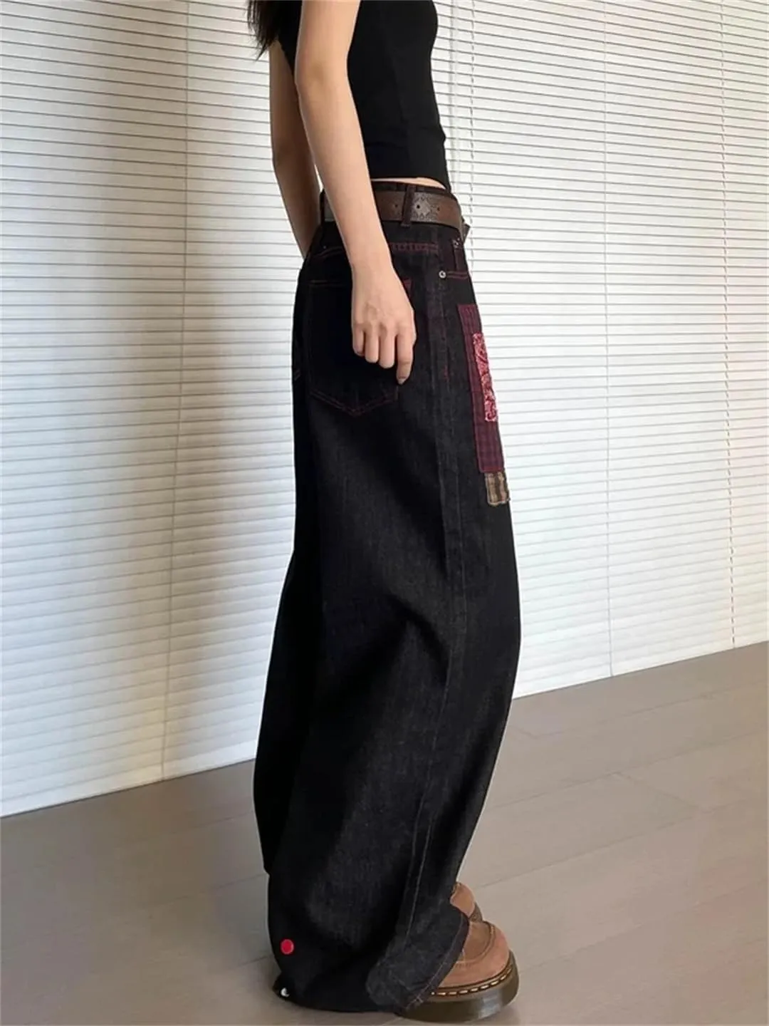 Women's Jeans Y2K Baggy Trouser Harajuku Streetwear Academy Wide Leg Jeans Pants