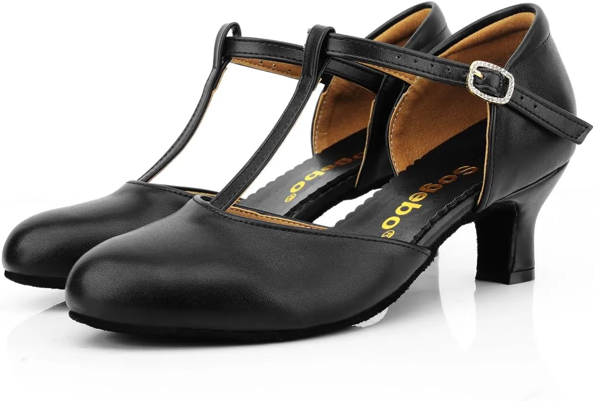 Women's Latin Ballroom Dancing Heels Wedding Pumps T-Strap Character Shoes