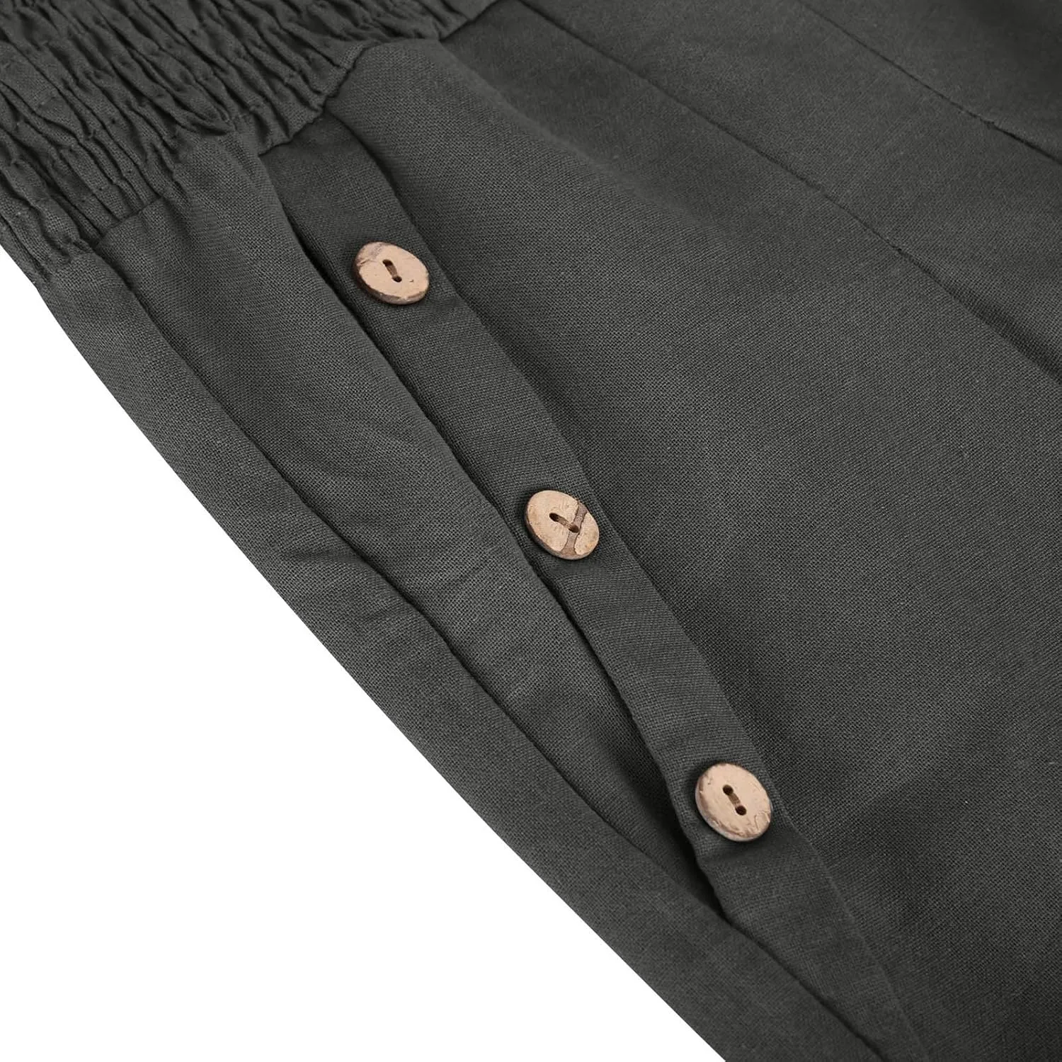 Women's Linen Summer Palazzo Pants Flowy High Waisted Wide Leg Beach Pants Casual Loose Fit Pocketed Paperbag Trouser
