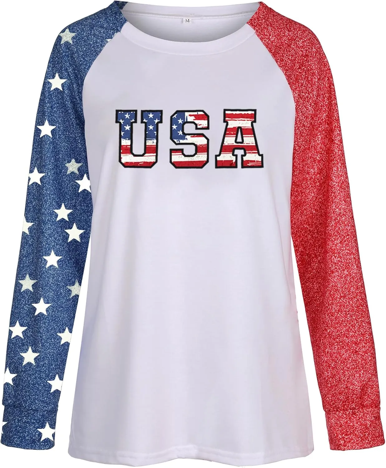 Womens Long Sleeve Shirt Baseball Shirt Mom Shirt American Flag Shirt Star Sweatshirt