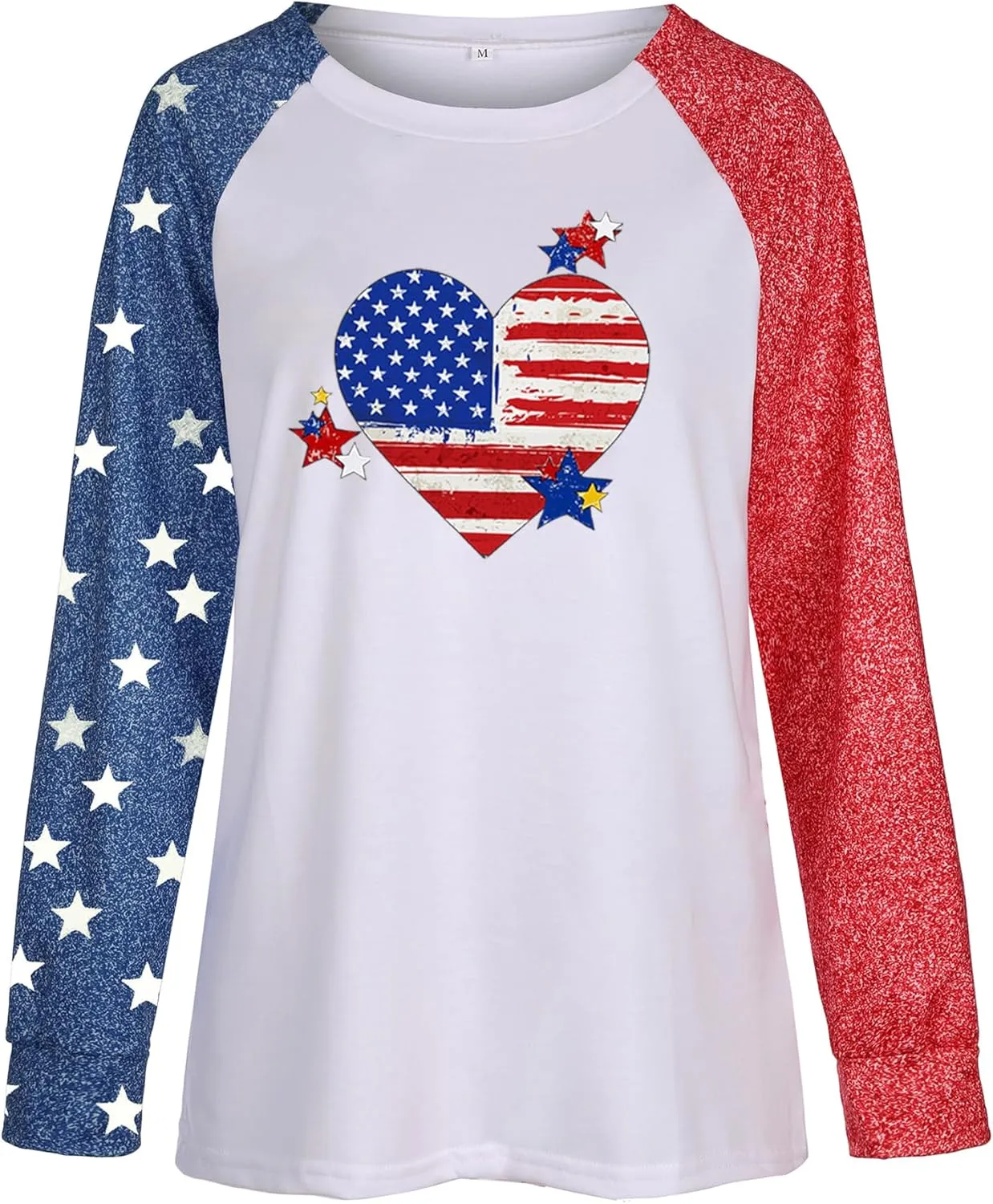 Womens Long Sleeve Shirt Baseball Shirt Mom Shirt American Flag Shirt Star Sweatshirt