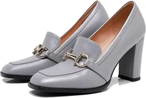 Women's Pumps Low Chunky Block Heel Dress Shoes Square Toe Comfortable Heels