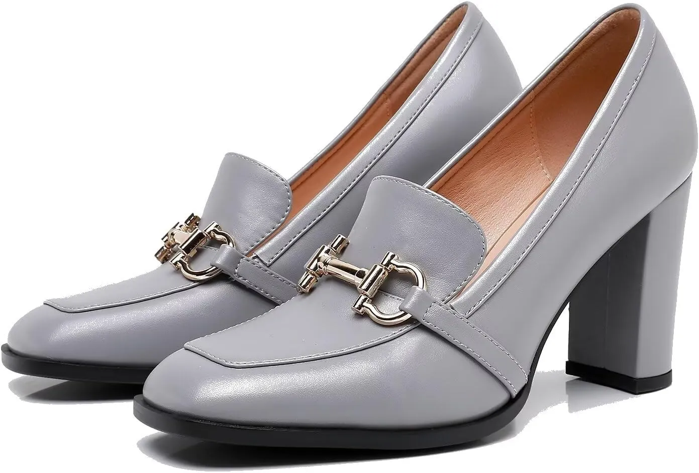 Women's Pumps Low Chunky Block Heel Dress Shoes Square Toe Comfortable Heels