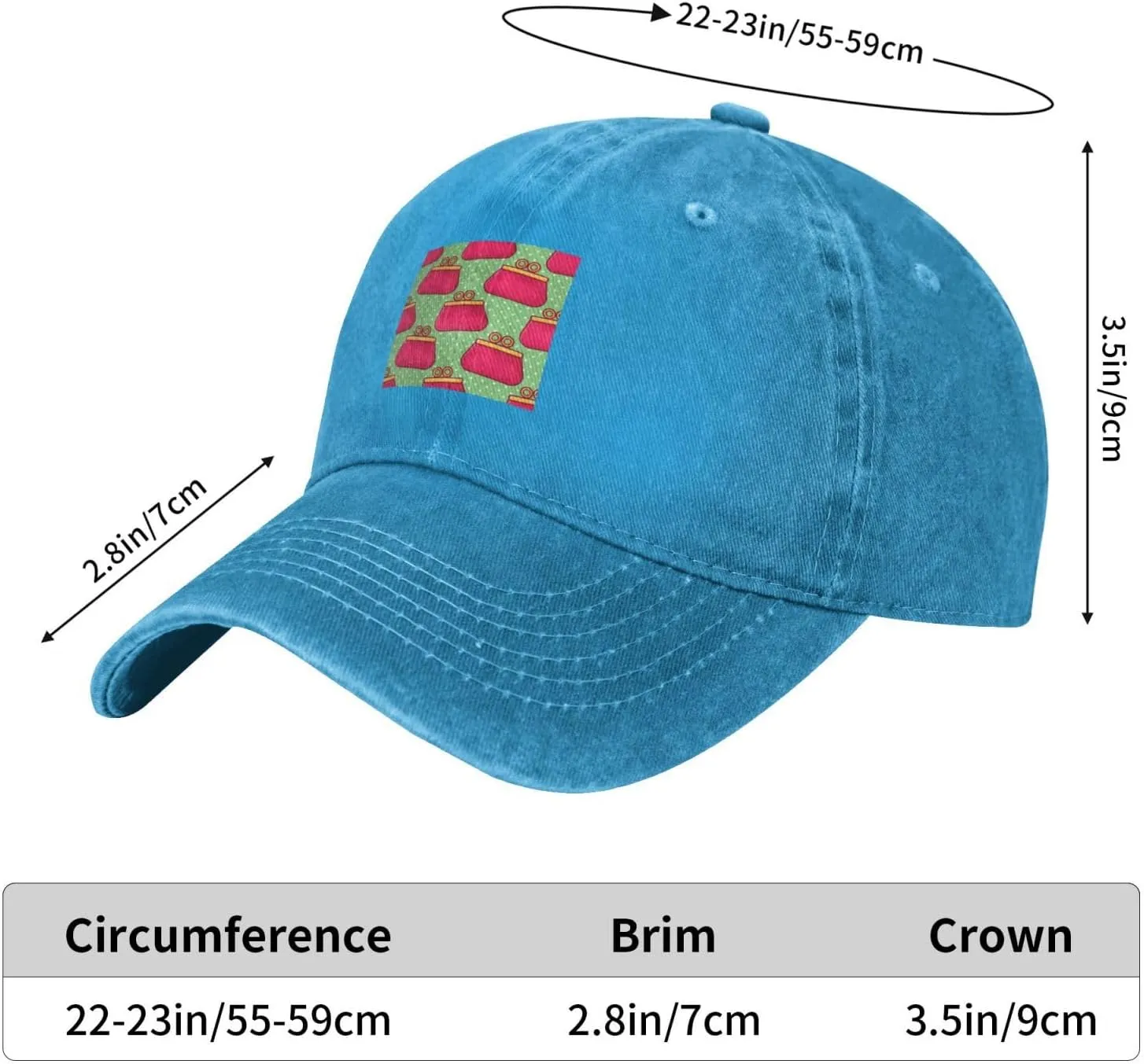 Women's Purse Seamless Pattern Baseball Cap for Men Women 100% Cotton Adjustable Low Profile Golf Dad Hat