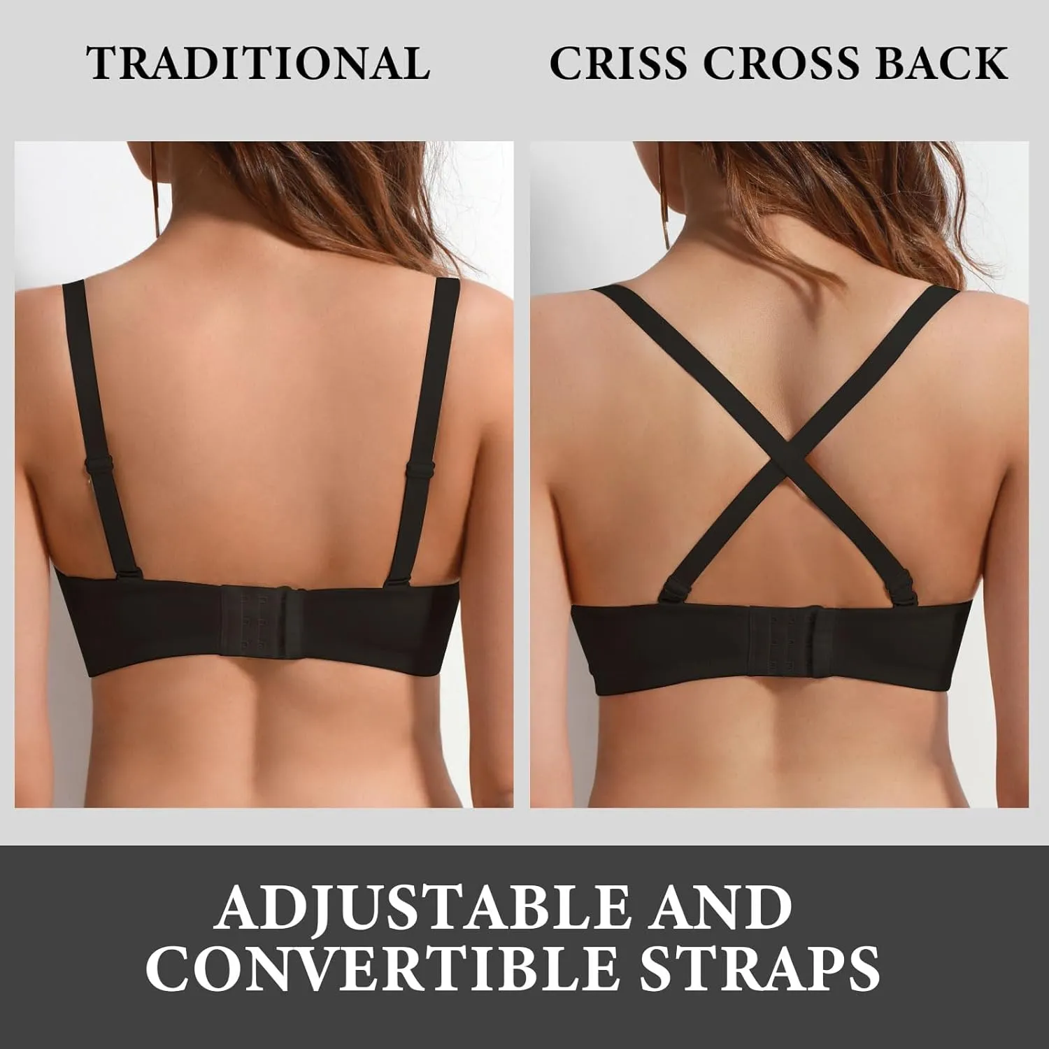 Women's Push Up Padded Bra Seamless T-Shirt Underwire Plunge Bra Add One Cup