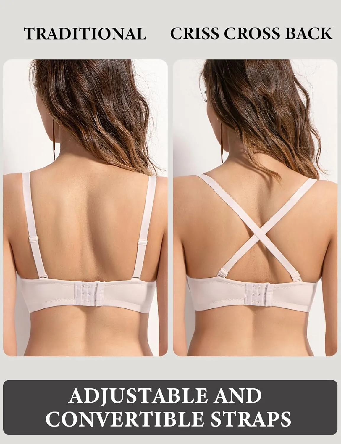 Women's Push Up Padded Bra Seamless T-Shirt Underwire Plunge Bra Add One Cup