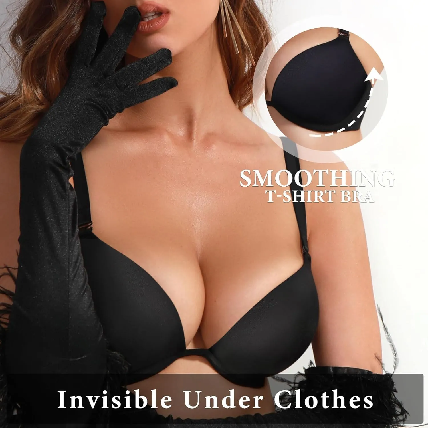 Women's Push Up Padded Bra Seamless T-Shirt Underwire Plunge Bra Add One Cup
