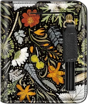 Womens Small RFID Blocking Wallet Compact Bifold Pocket Cute Credit Card Holder Leather Coin Slot Ladies Mini Purse with ID Window, Dried Flowers