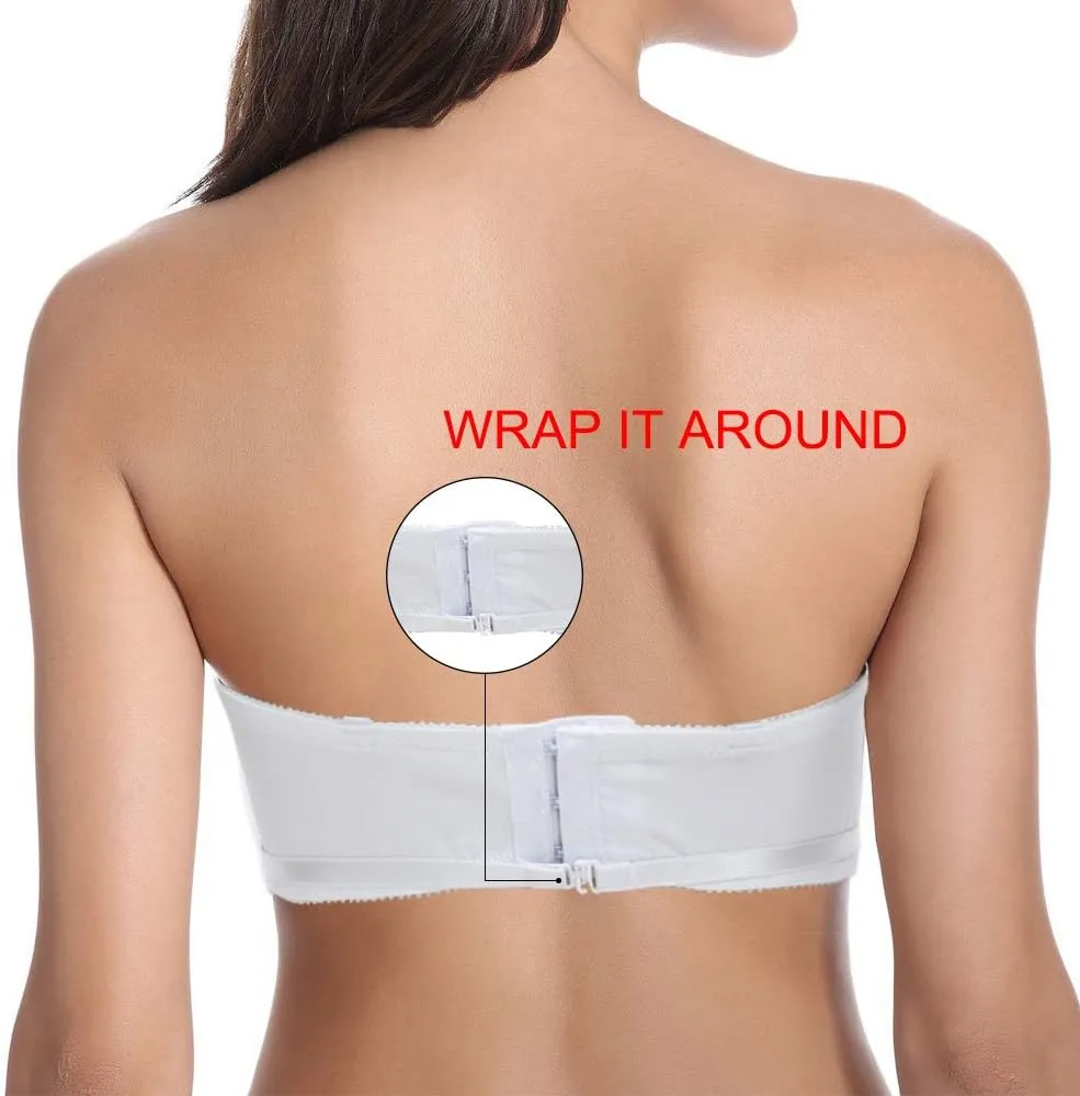 Women's Strapless Push Up Bra Underwired Thick Padded Low Cut T-Shirt Convertible Supportive Bras with Clear Straps