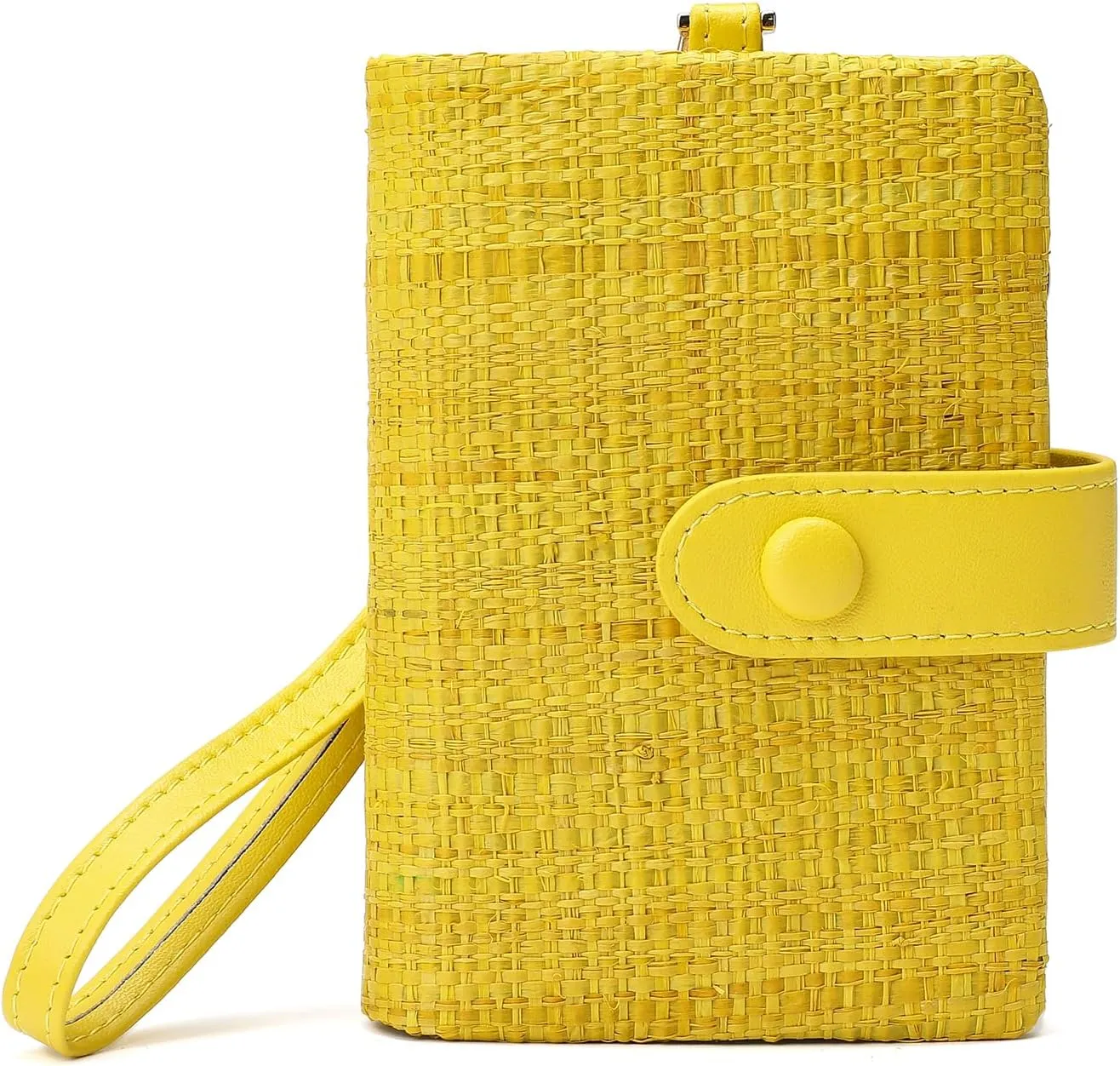 Womens Wallet Natural Raffia Grass Small Wristlet wallets With Coin Pocket ID Window Card Holder
