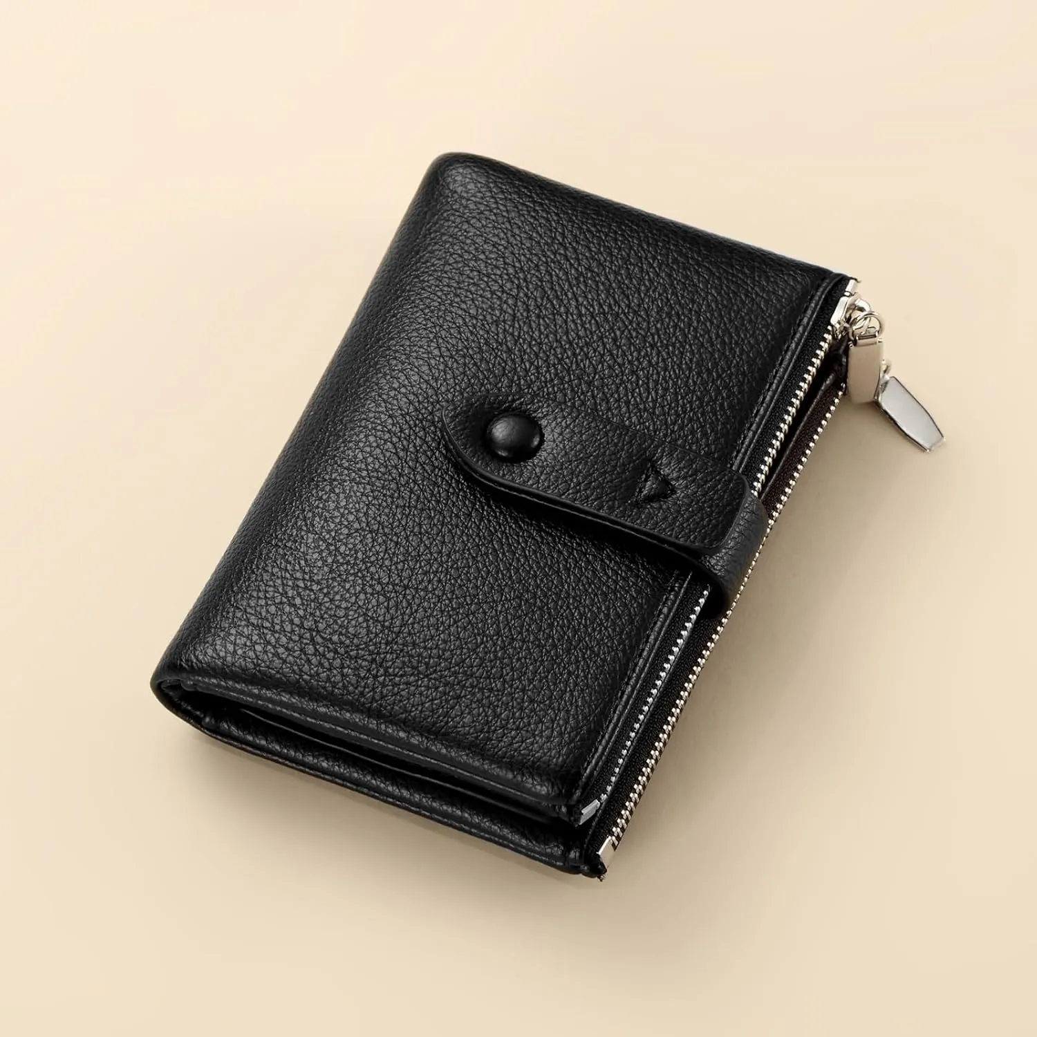 Women's Wallet, PU Leather Wallet Small Purse, Multifunctional Slim Bifold Zipper Clutch Purse, Large Capacity Card Holder Small Women's Wallet for Women, 04black, Retro