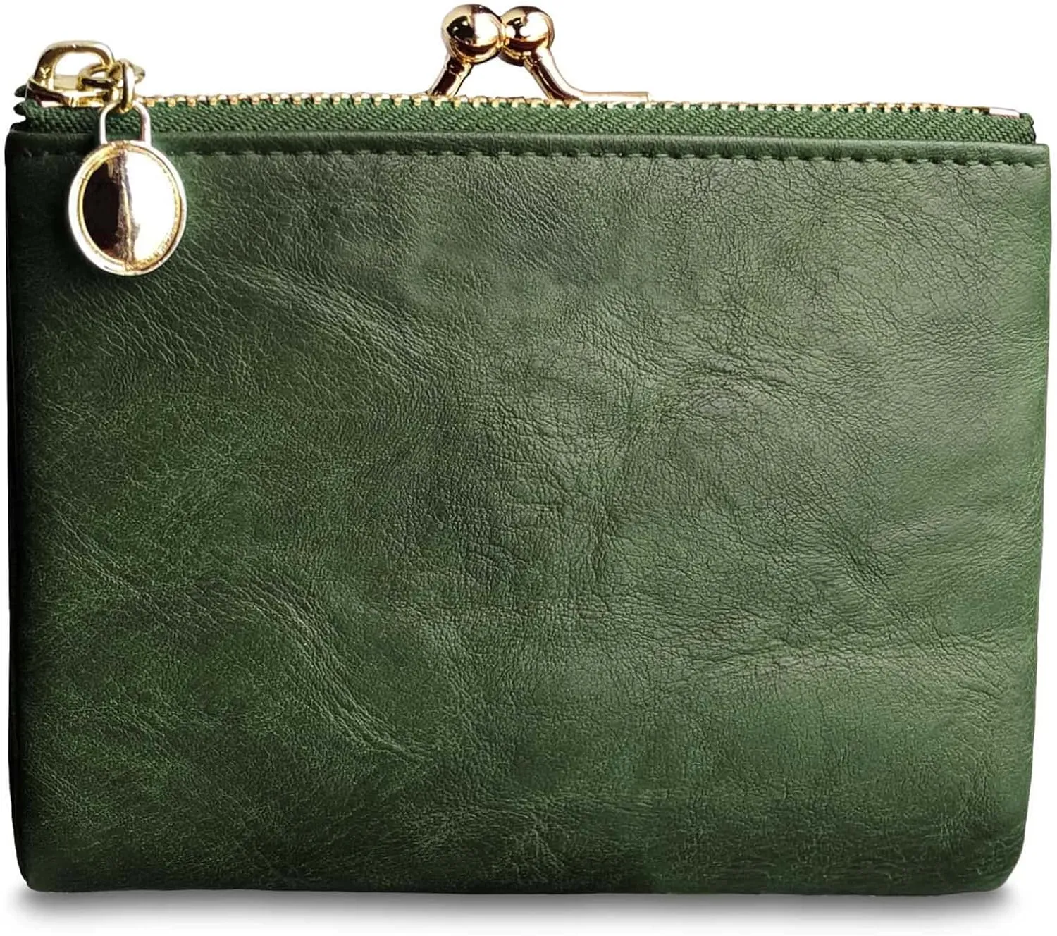 Womens Wallet Small Bifold Rfid Ladies Mini Vintage Coin Purse With Zipper and Kiss Lock (Green)