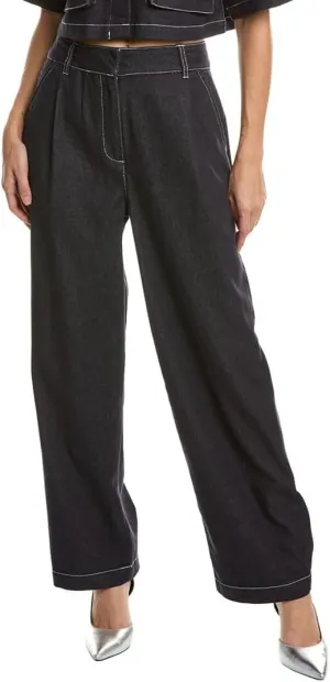 Women's Wide Leg Pleated Denim Pant