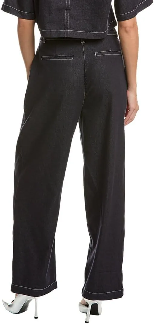 Women's Wide Leg Pleated Denim Pant
