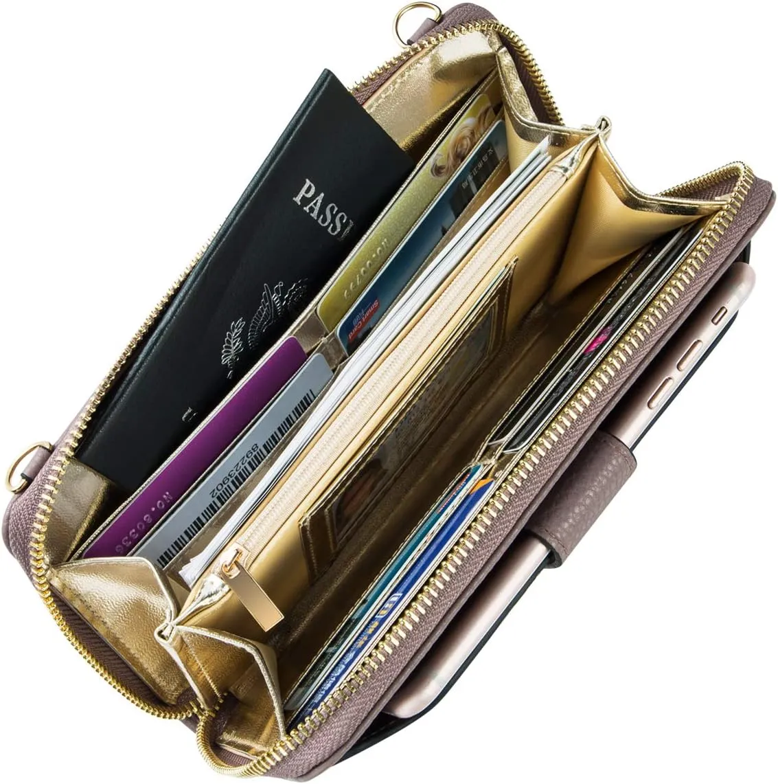 Womens Wristlet Wallet Crossbody Bag Cellphone Purse Handbag RFID Card Slots 2 Strap Wrist