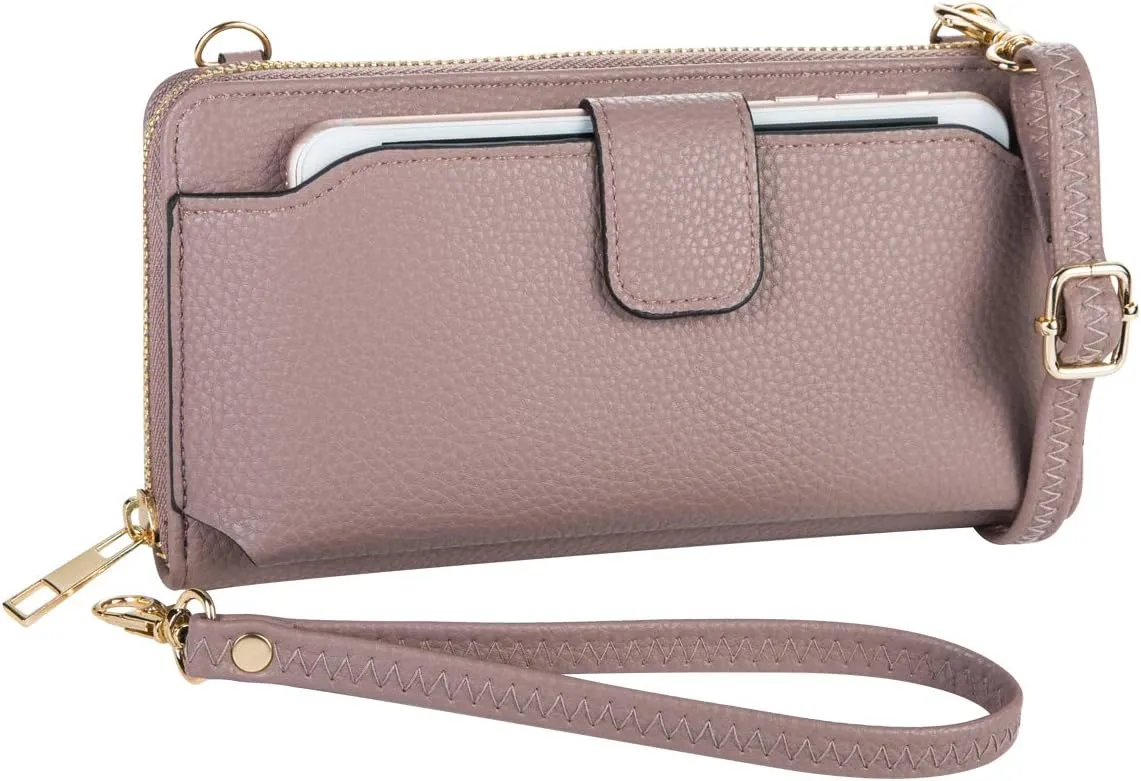 Womens Wristlet Wallet Crossbody Bag Cellphone Purse Handbag RFID Card Slots 2 Strap Wrist