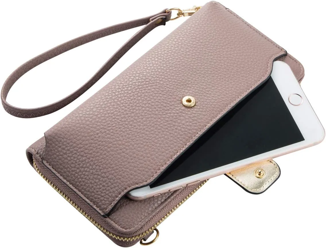 Womens Wristlet Wallet Crossbody Bag Cellphone Purse Handbag RFID Card Slots 2 Strap Wrist