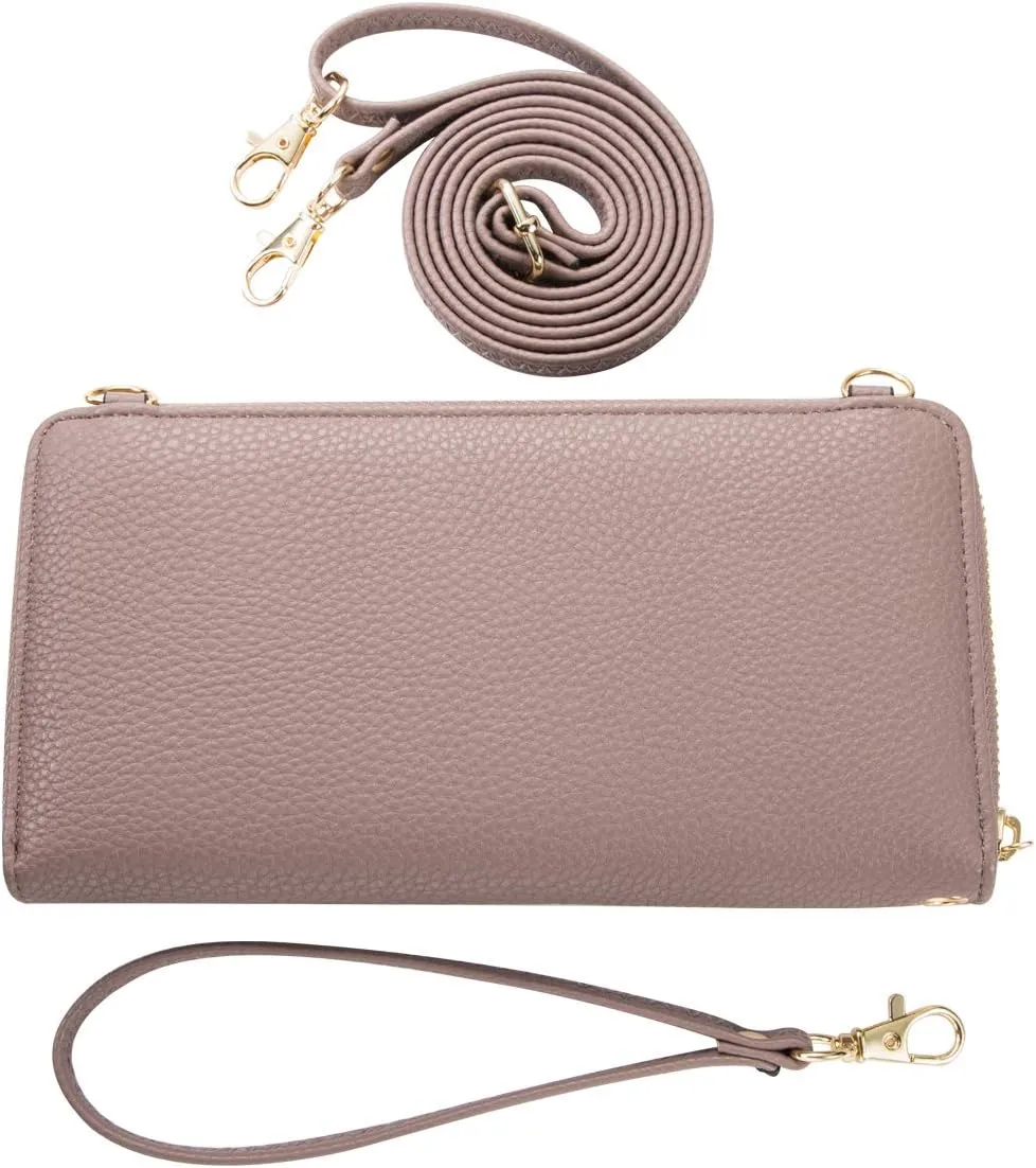 Womens Wristlet Wallet Crossbody Bag Cellphone Purse Handbag RFID Card Slots 2 Strap Wrist