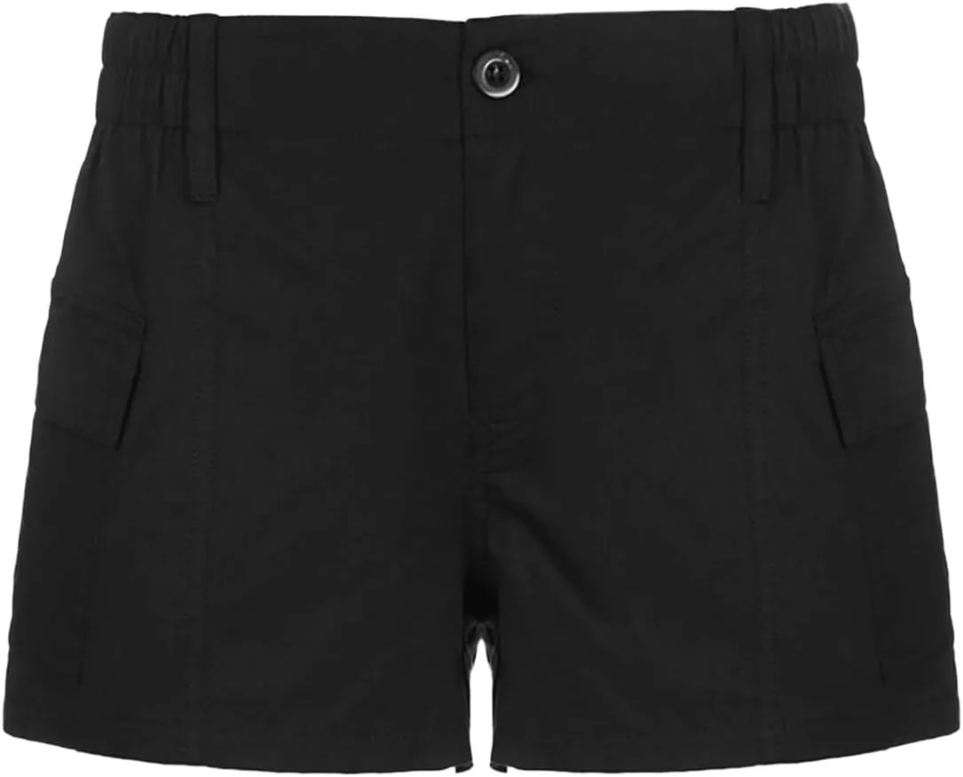 Womens Y2k Cargo Shorts Low Elastic Shorts E-Girl Slim Fit Cargo Micro Short Sweatpant Harajuku Streetwear